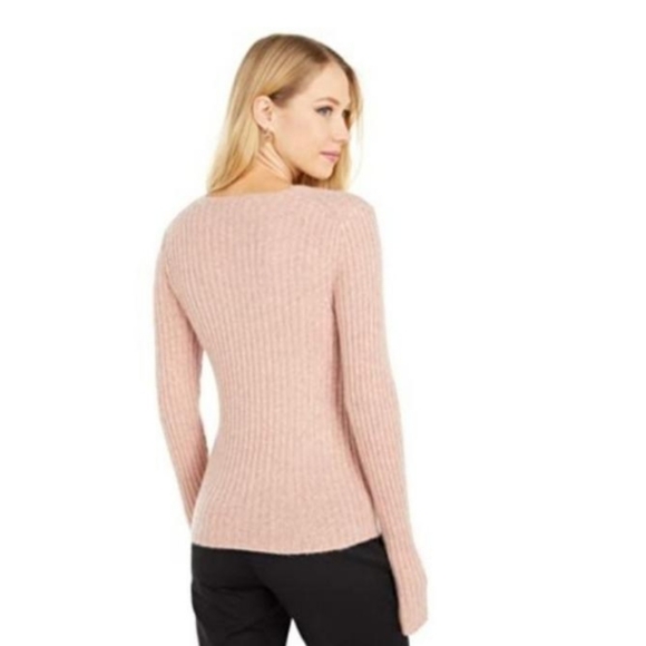 VINCE Wool Cashmere Knitted Pullover Sweater Size L Large Pink Tan - Picture 2 of 8